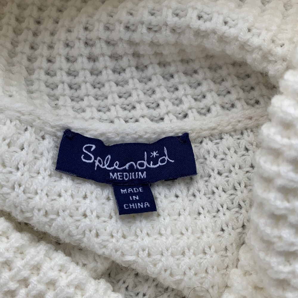 Splendid Waffle Cowl Neck Pullover Bell Sleeve - Picture 6 of 12
